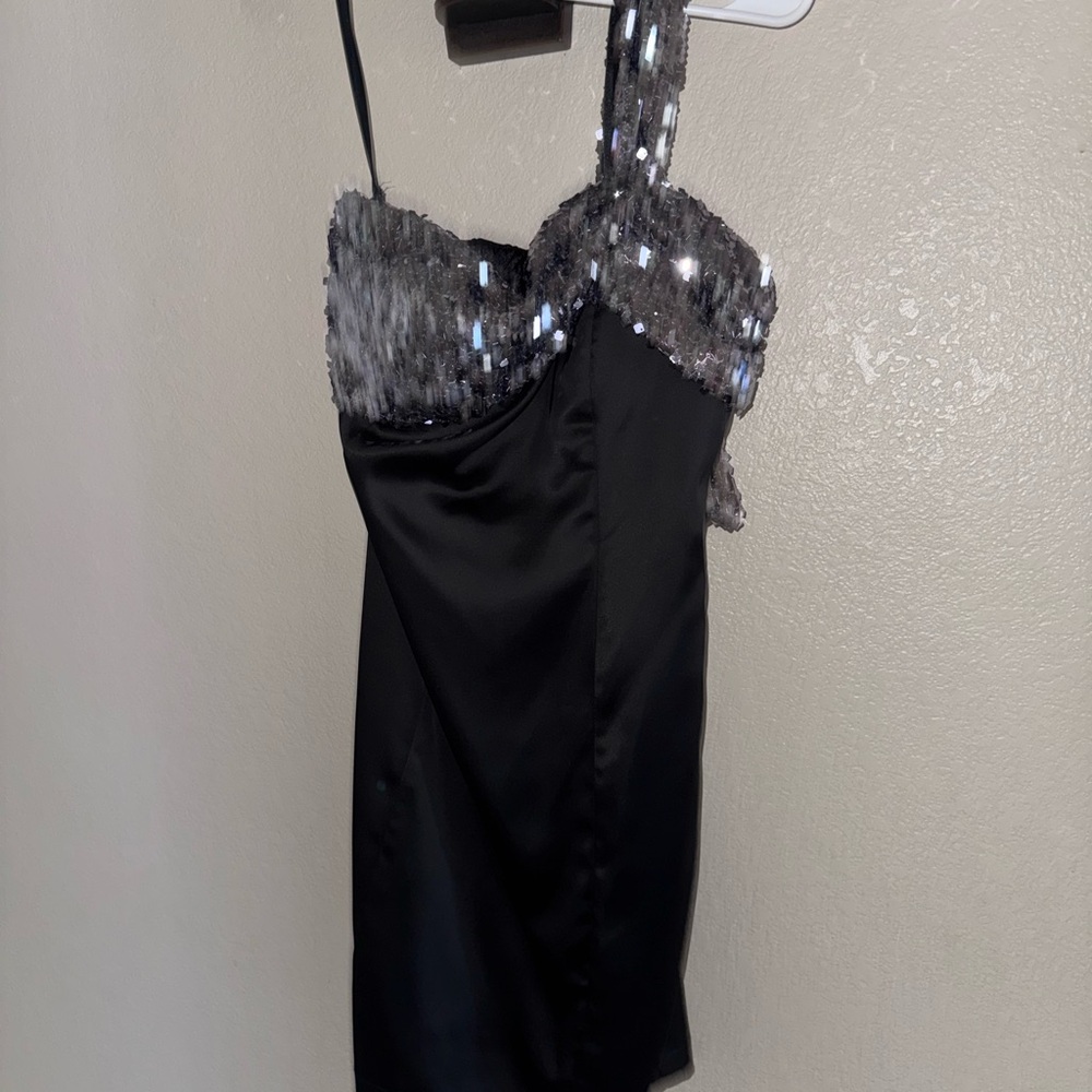 Wishlist Black Dress with Silver Sequin Detail